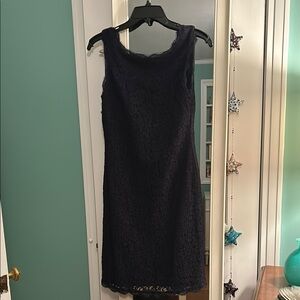 Navy Blue lace Sheath Cocktail Dress Knee-Length Sleeveless 6